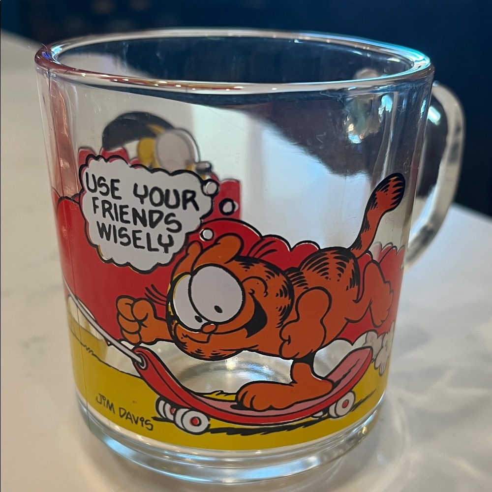 Vintage Garfield Glass Coffee Mug